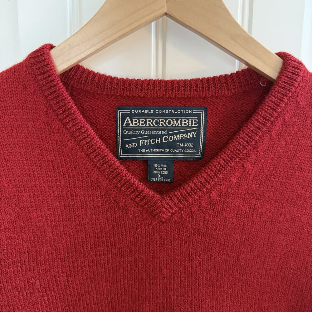 Vintage Abercrombie & Fitch Red Sweater Vest 100% Wool Size XL - Picture 2 of 12